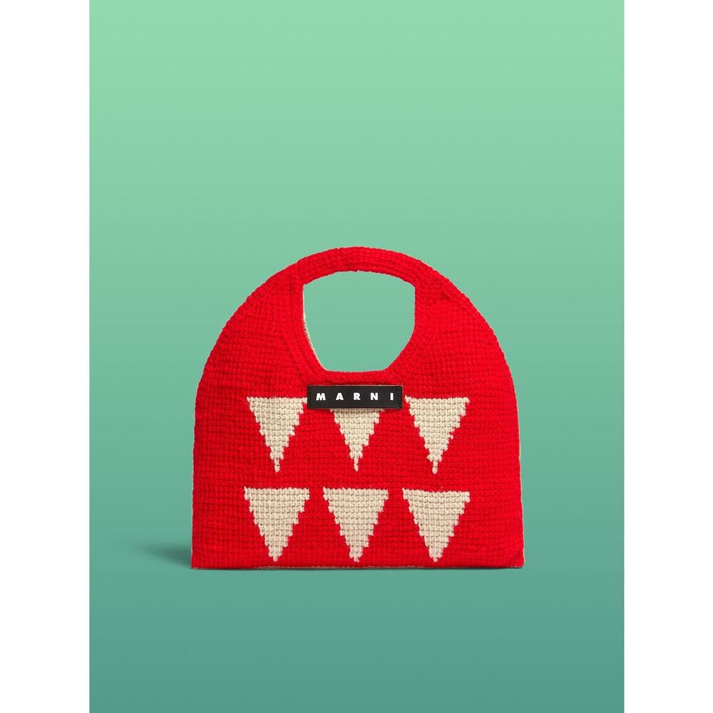 Marni Red and Cream Crochet Crossbody Bag